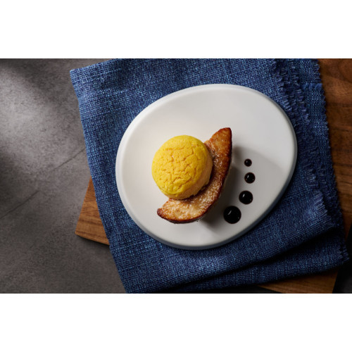 Duck Liver in pineapple bun with strawberry jam