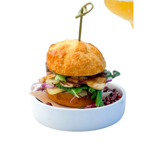 Pineapple Bun with confit pork belly and pickled Kampot Peppecorn and Pineapple