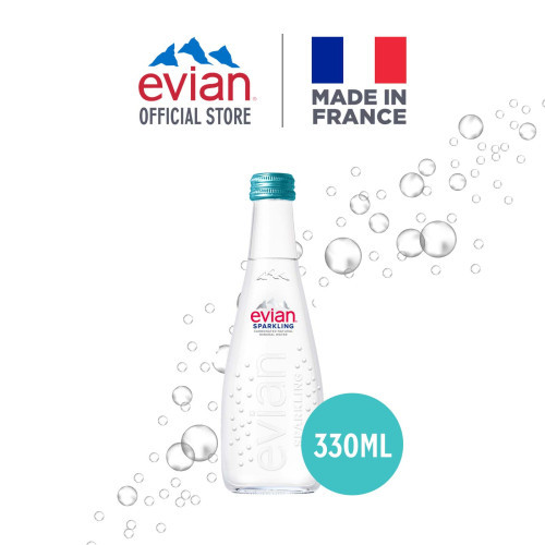 Evian Sparkling Natural Mineral Water Glass 330ml