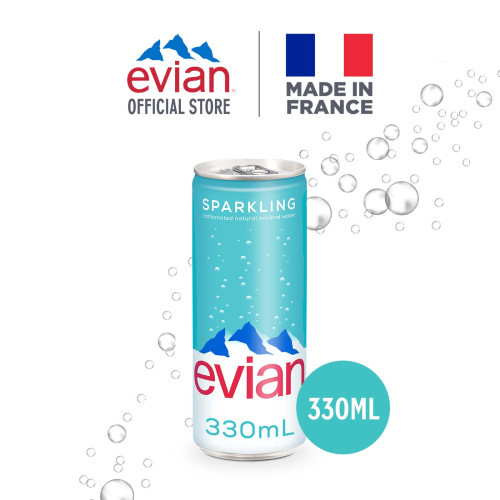 Evian Sparkling Natural Mineral Water Can 330ml
