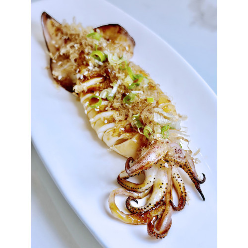 Japanese Grilled Whole Fresh Squid with Bonito Flake