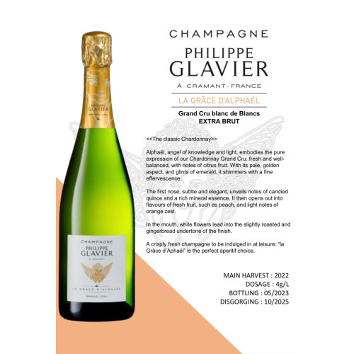 Champagne Philippe Glavier La Grace d’Alphael Grand Cru Blanc de Blancs Extra Brut