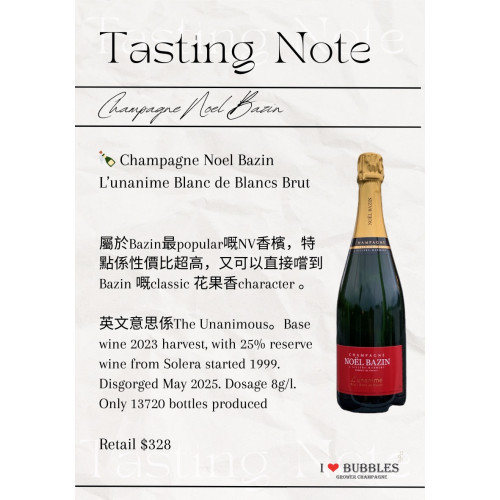 Champagne Noel Bazin L’unanime Blanc de Blancs Brut