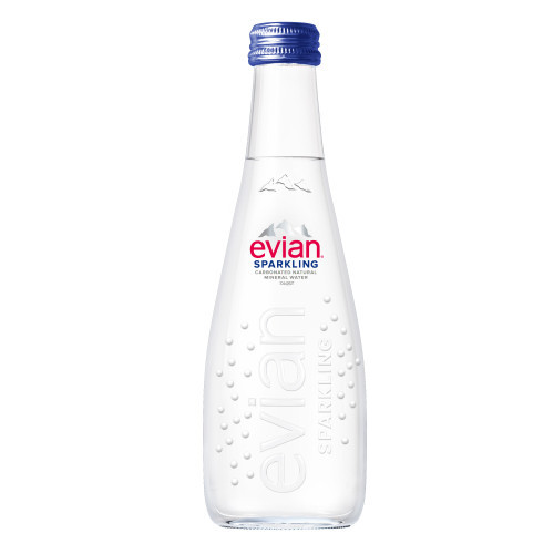 evian Sparkling Carbonated Natural Mineral Water 330ml​ glass